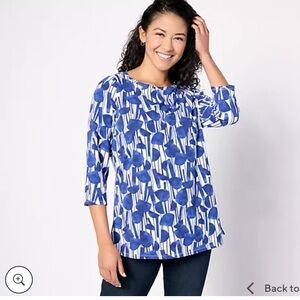 Belle by Kim Gravel triple luxe knit graphic garden  boatneck top.‎ Never worn